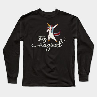 Dabbing Unicorn Christmas Unicorn: Stay Magical Long Sleeve T-Shirt